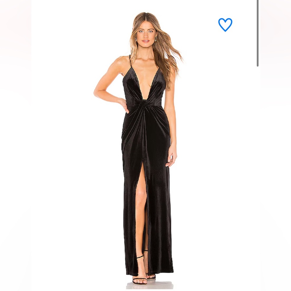 Superdown Black Velvet Aurora deep V Maxi Dress NWT Medium